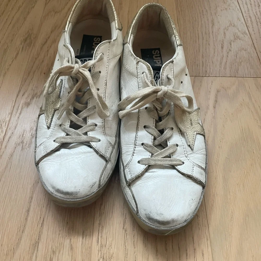 Golden Goose Super Stars Gold White Sneakers Size 39